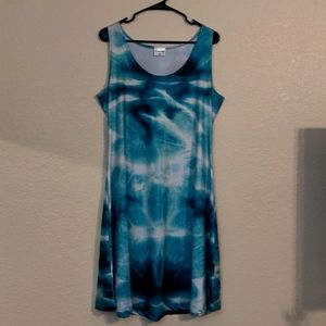 CowCow Women's Turquoise Tie Dye Skater Dress XXL